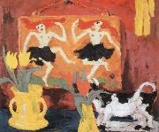 Emil Nolde still life with dancers oil on canvas